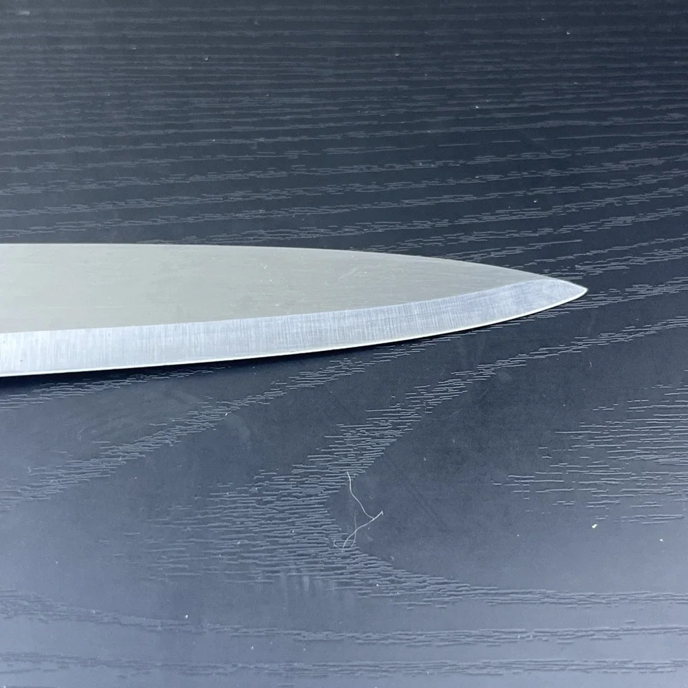Vintage Stainless Crestline USA Carving Slicing Knife Brown Handle Kitchen Cutle